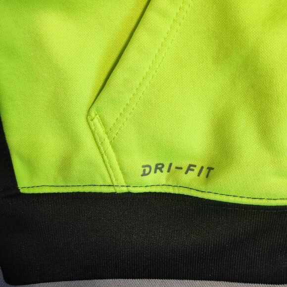 Nike Dri-fit full zip hoodie unisex kids size 24M black and neon green - Picture 6 of 10
